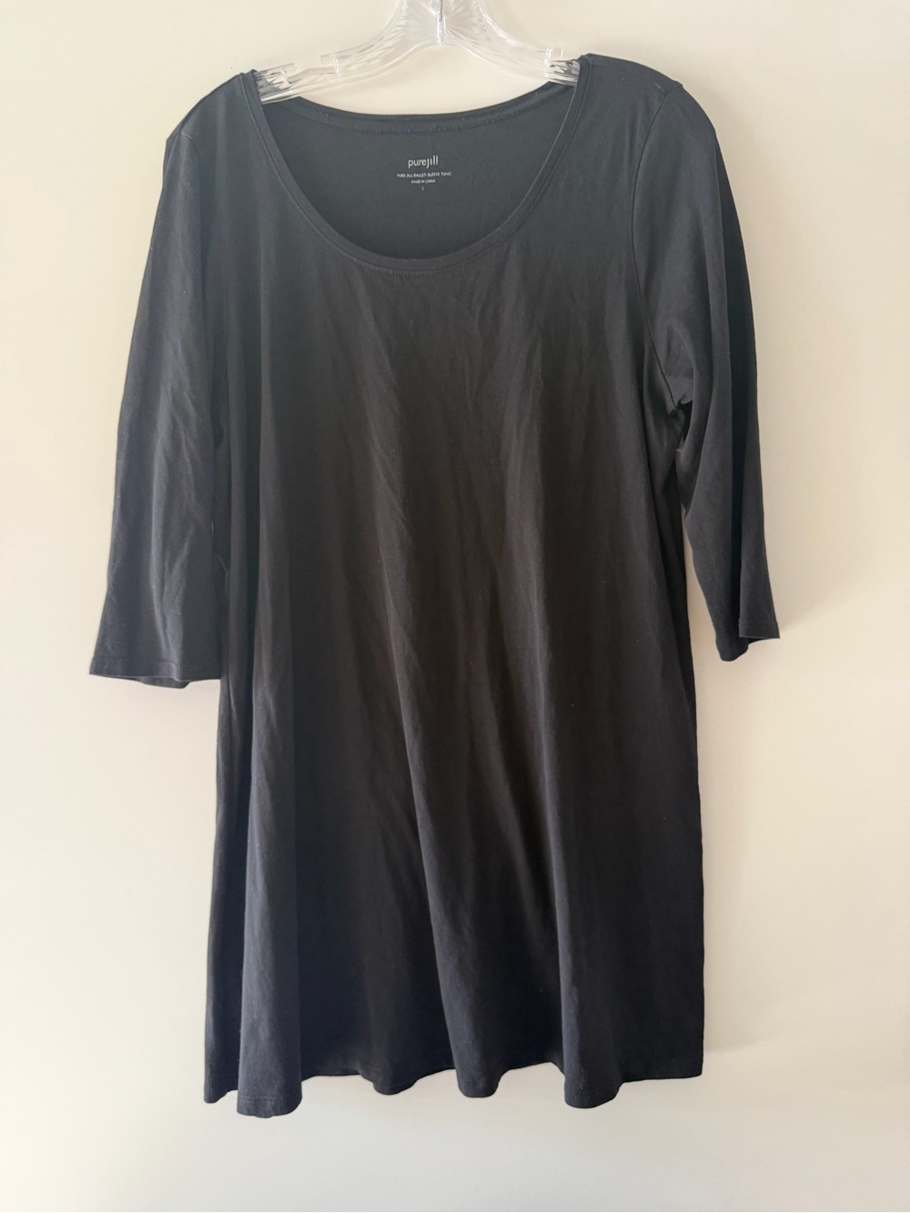 Pure Jill Black Scoop-Neck 3/4 Sleeve Tunic Top